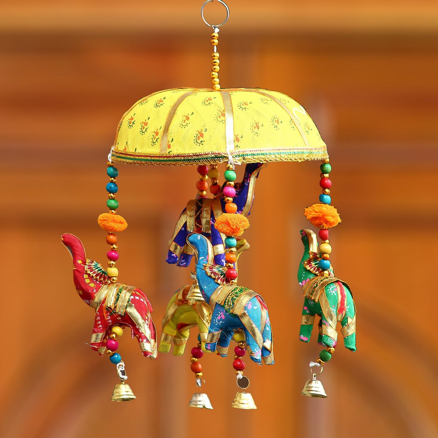 E-CraftIndia Handcrafted Decorative Elephant Wall/Door/Window Hanging Bells